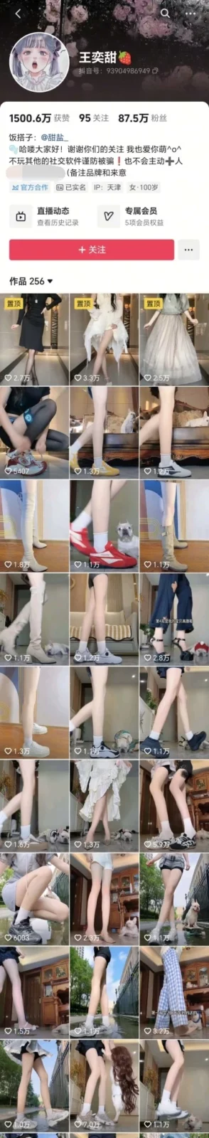 ✅抖音 甜盐/王奕甜-2 90万粉 美腿 B特写  自慰 足交 乳交